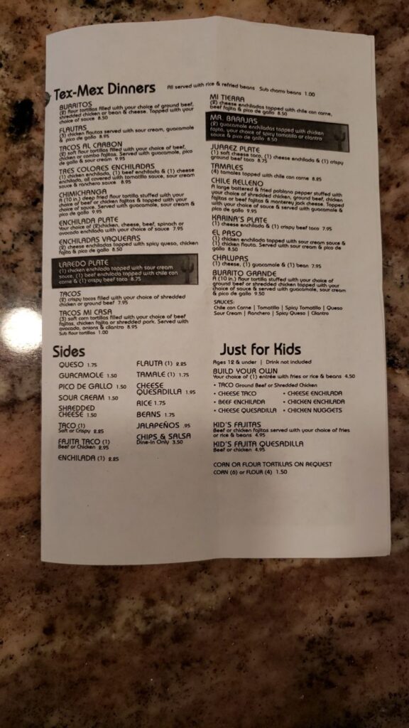El Manna Menu 1