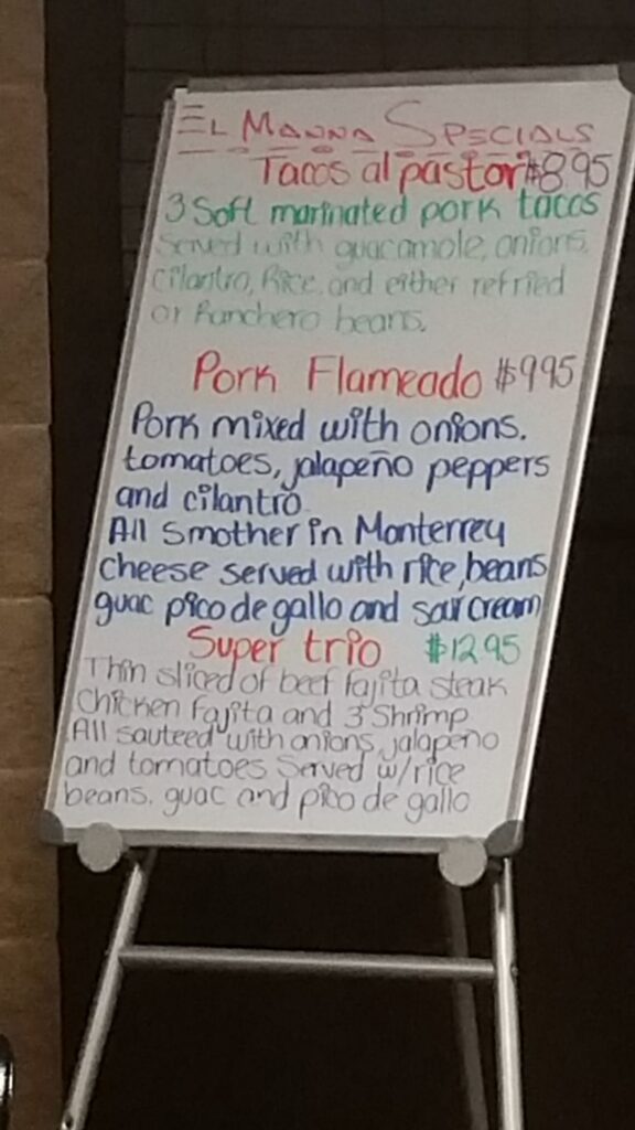 El Manna Menu 2